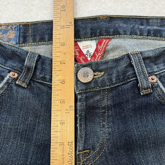 Lucky Brand Size 6/28 Tall Blue Victory Madeline Boot Cut Denim Jeans USA Made - Picture 11 of 15